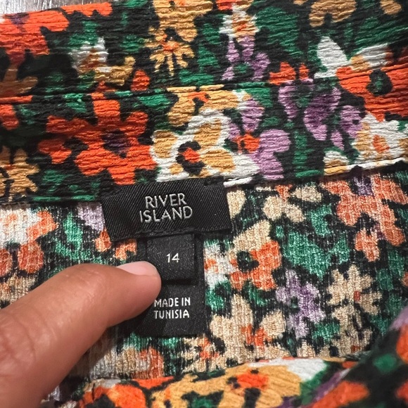 River Island Women's Maxi Floral Collared Tiered Dress Boho Artsy Size 14 - Picture 7 of 9